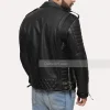 Quilted Leather Black Motorcycle Jacket for Mens