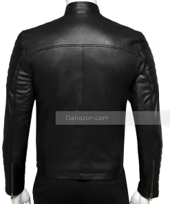 Mens Black and Golden Biker Leather Jacket