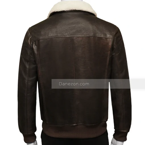 Mens Bomber Brown Shearling Leather Jacket