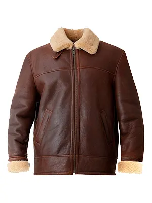 Brown Aviator Shearling Leather Jacket Mens 