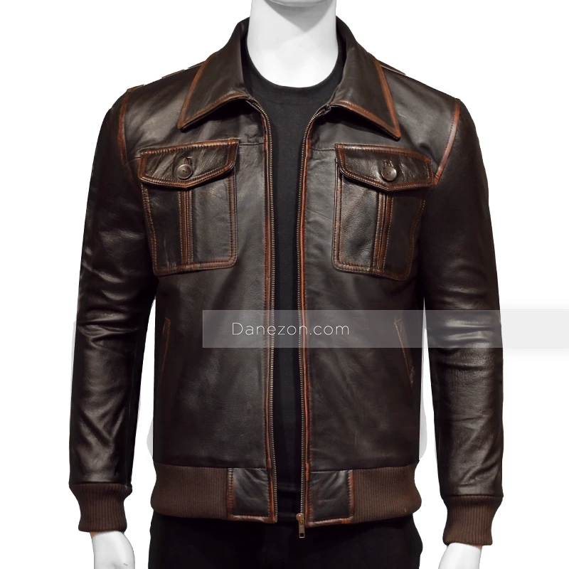Guardians Men's Distressed Leather Jacket