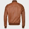 Waxed Brown Bomber Leather Jacket Mens