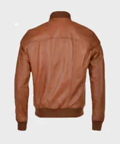 Waxed Brown Bomber Leather Jacket Mens