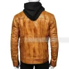 Brown Hooded Shirt Style Leather Jacket for mens