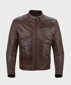 Mens Brown Cafe Racer Chocolate Leather Jacket