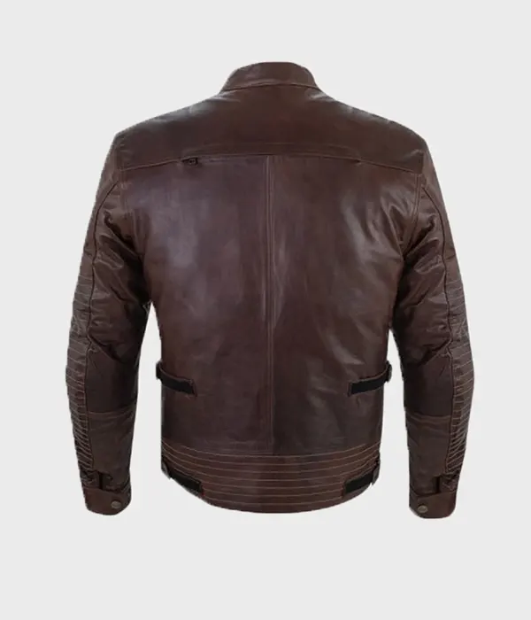 Mens Slim Fit Brown Padded Leather Jacket