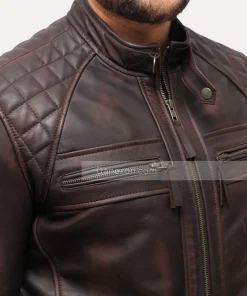 Distressed Leather Mens Brown Jacket