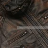 Mens Quilted Brown Cafe Racer Distressed Jacket