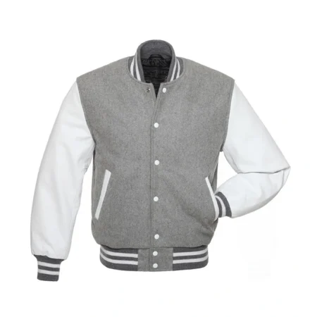 Mens Grey Varsity Jacket | Grey and White Varsity Jacket