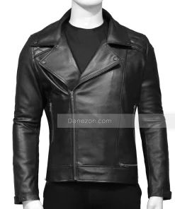 Quilted Black Motorcycle Jacket Mens