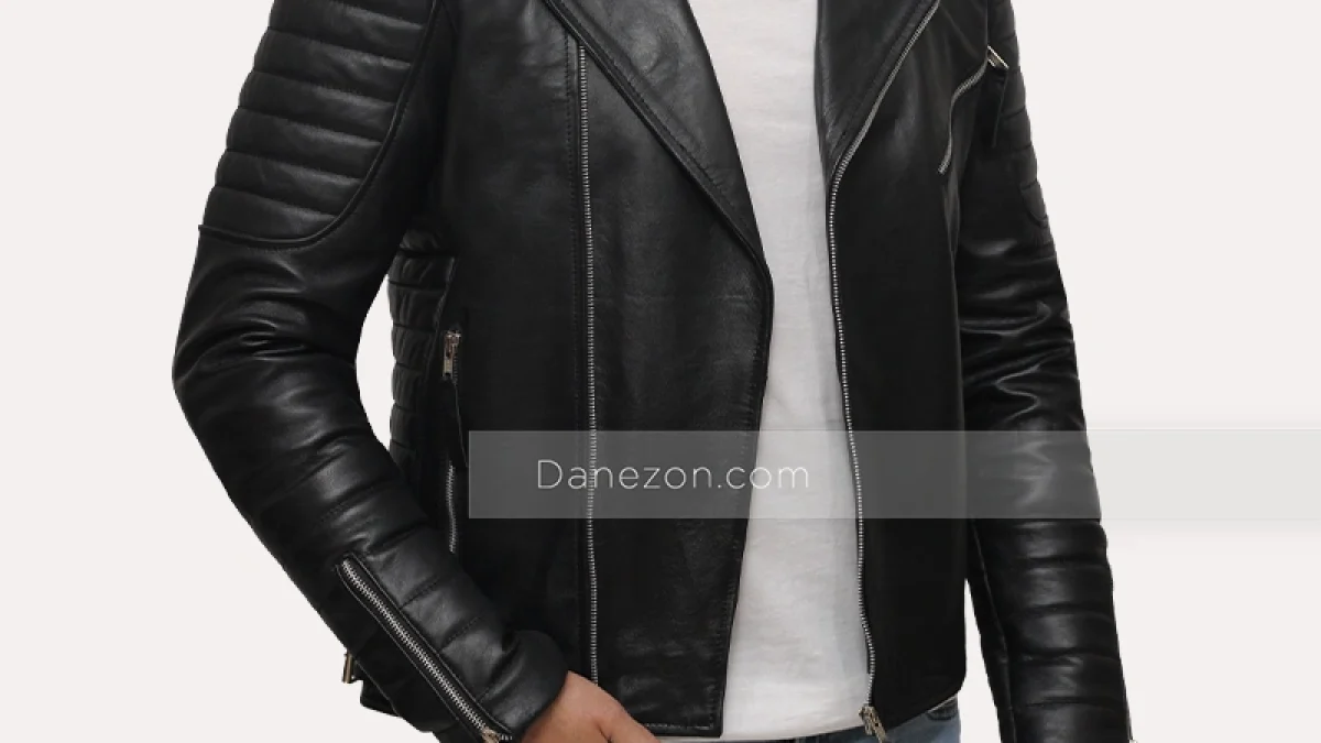 Black Johnson Style Real Mens Leather Jacket - Danezon