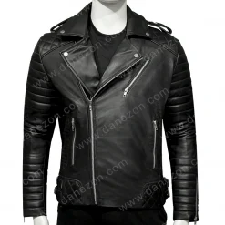 Black Motorcycle Padded and Quilted Jacket