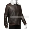 Mens Brown Bomber Shearling Leather Jacket