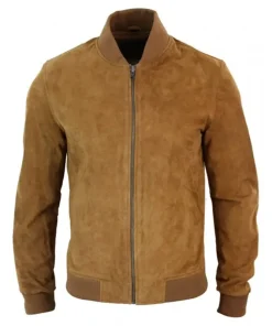 Brown Bomber Suede Leather Jacket