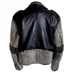 Motorcycle Studded Black Leather Jacket