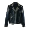 Black Studded Leather Jacket For Mens