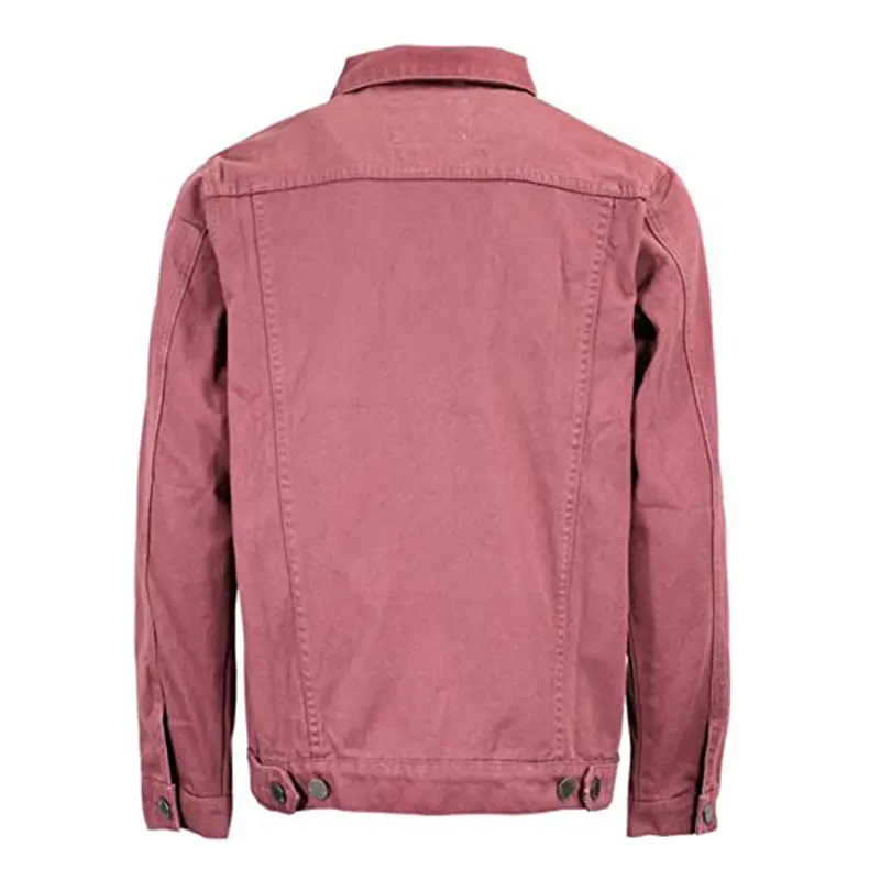 Shirt Style Collar Pink Denim Jacket for Mens - Danezon