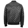 Black Quilted Bomber Leather Jacket
