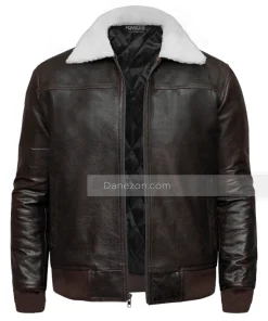 Shearling bomber mens leather jacket