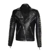 Black Studded Biker Leather Jacket