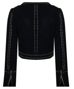 Studded Suede Leather Black Jacket
