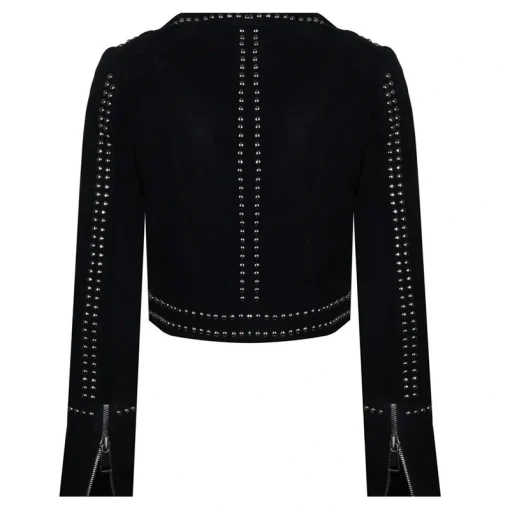 Studded Suede Leather Black Jacket