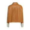 Women Tan Brown Leather Blazer Jacket