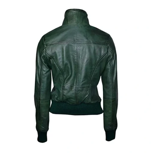 Bomber Leather Green Jacket