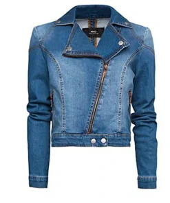 Women's Biker Blue Denim Jacket