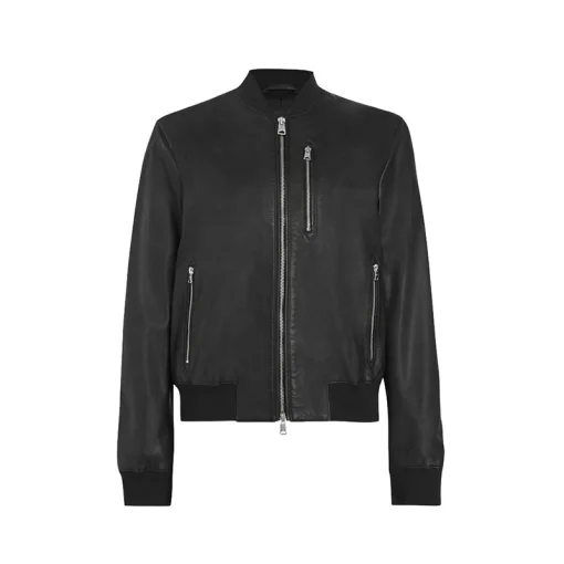 Women's Bomber Black Leather Jacket