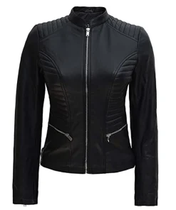 Womens Black Padded Leather Jacket