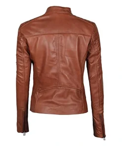 Padded Brown Leather Jacket