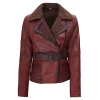 Womens Dark Brown Shearling Leather Jacket