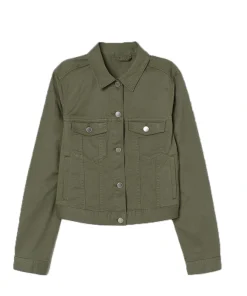 Olive Green Denim Jacket for Womens