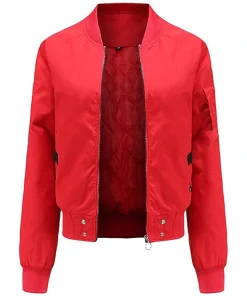Women Red Bomber Jacket
