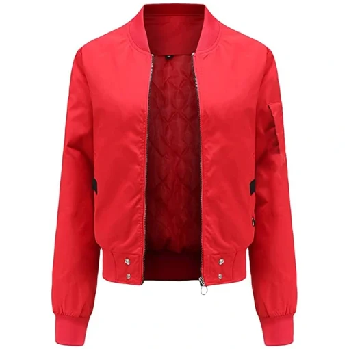 Women Red Bomber Jacket