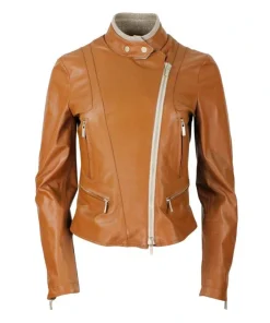 Womens Tan Brown Leather Jacket