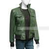 Green bomber leather jacket womens