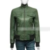 green leather bomber jacket womens
