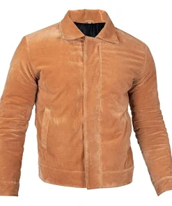 Mens Camel Brown Suede Leather Jacket