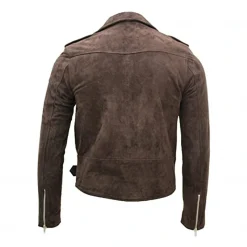 Dark Brown Biker Suede Leather Jacket