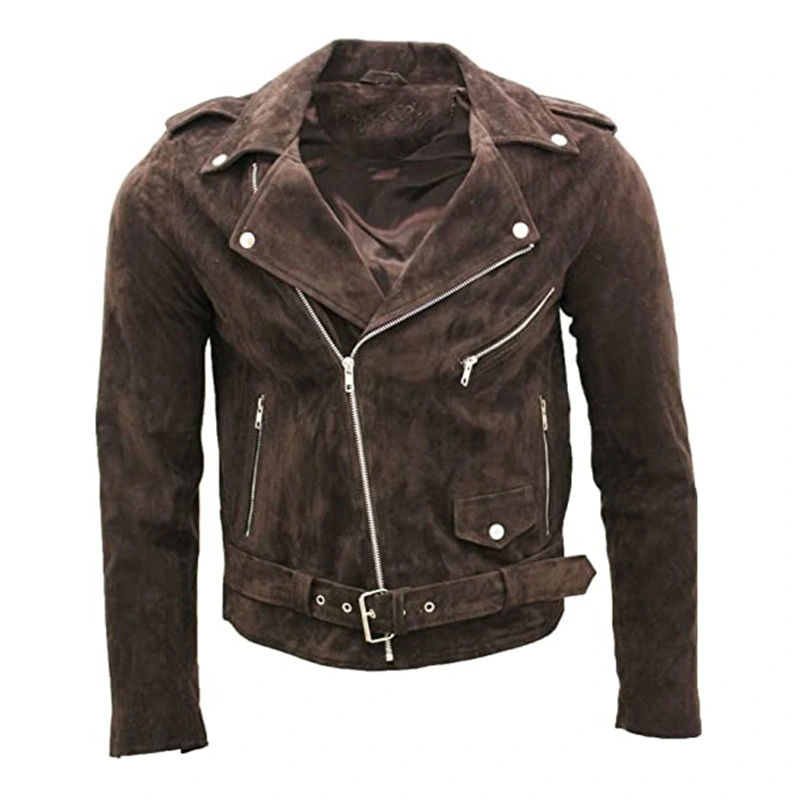 Mens Dark Brown Biker Suede Leather Jacket | Danezon