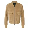 Mens Beige Suede Learther Jacket