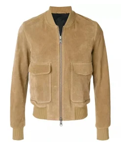 Mens Beige Suede Learther Jacket
