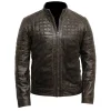 Mens Brown Quilted Leather Jacket
