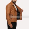 Faux Brown Mens moto leather jacket