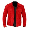 Mens Suede Red Leather Jacket
