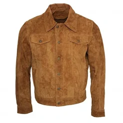 Mens Shirt Style Brown Suede Leather Jacket
