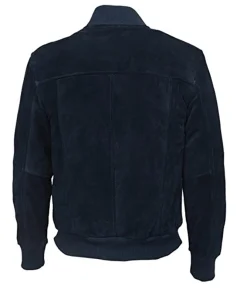 Mens Navy Blue Suede Leather Jacket