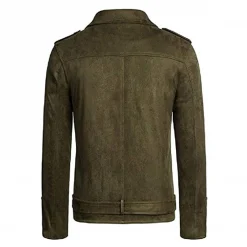 Olive Green Suede Leather Jacket